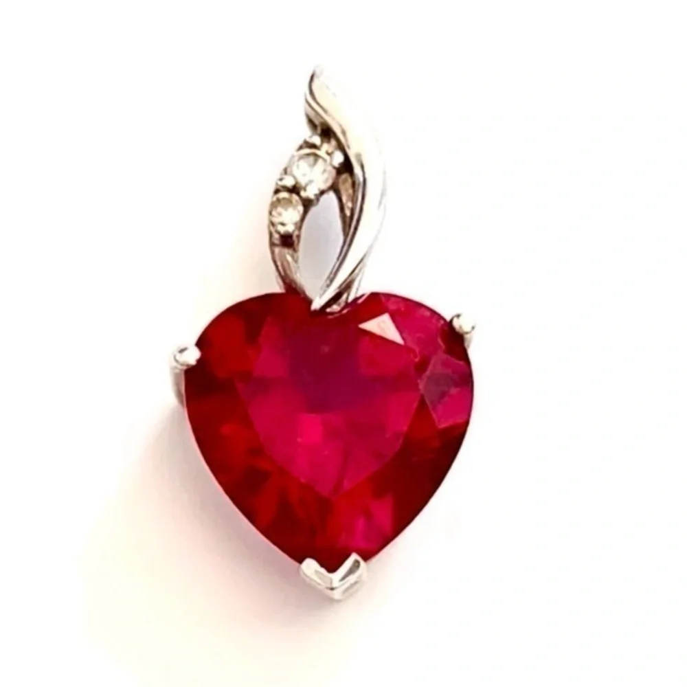 Ruby & Diamond Crystal Heart Pendant!